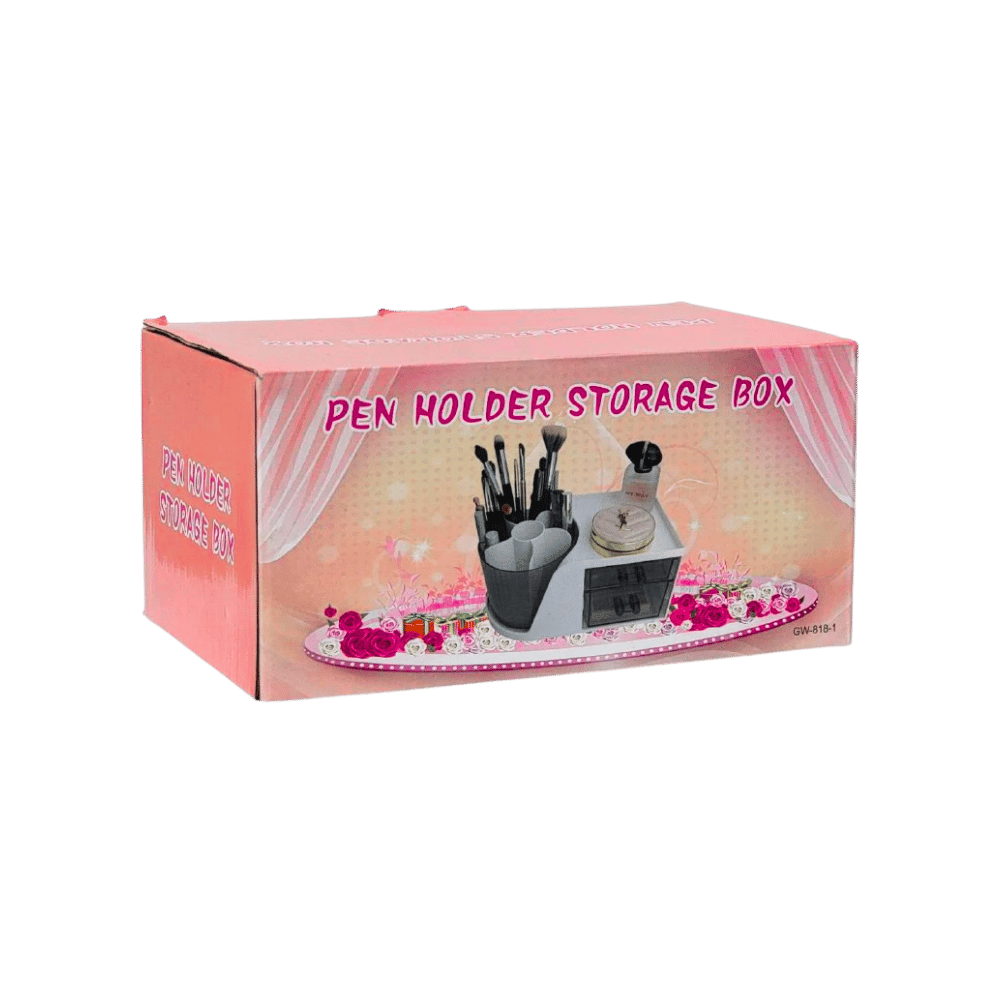 منظّم مكياج مكتبي دوّار متعدد الاستخدامات مع أدراج