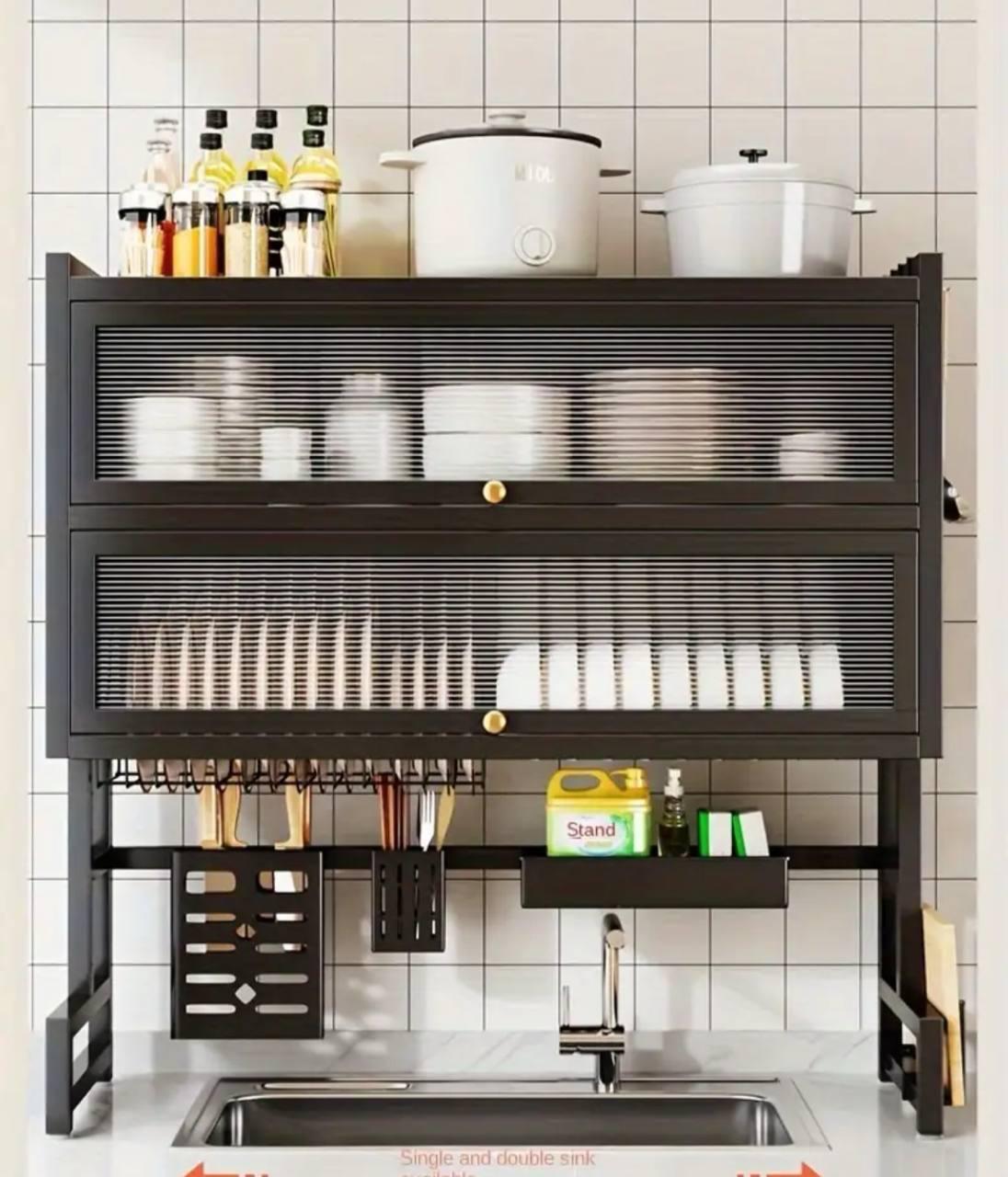 رف مطبخ جداري متعدد الوظائف تصميم أنيق لتخزين منظم وسهل الوصول
